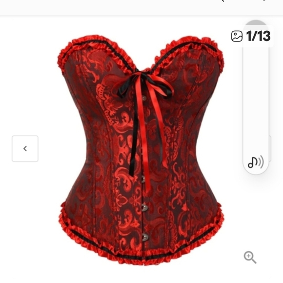 Zhituemi Other - Zhituemi Women's Sexy Red and Black Floral Lace Corset Size 7X